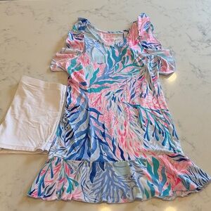 Lilly Pulitzer Girls size Large Pink & Blue Sports Dress with White Shorts